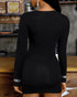 Studded One Shoulder Long Sleeve Bodycon Dress black
