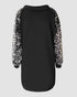 Stand Collar Drawstring Three Quarters Sleeve Casual Sweatshirt Dress black