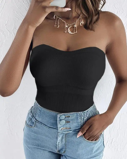 Multi Adjustable Spaghetti Straps Built in Bra Cami Top Sexy Ribbed Slim Fit Workout Camisole Top black