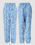 Denim Look Jacquard V-Neck Sleeveless Button Top and Casual Pants Set with Pocket blue