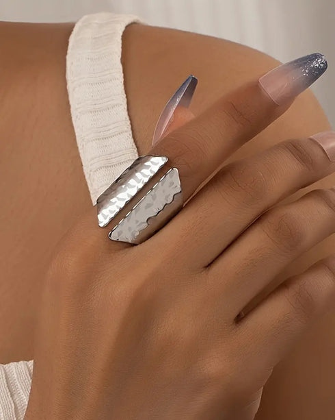 Fashion Wide Stackable Rings Simple Statement Open Ring silver