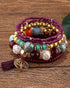 1pc Bohemian Beaded Hollow Out Geometric Tassel Multi-layer Bracelet purple