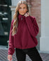 Stand Collar Zipper Design Casual Sweatshirt Wine red