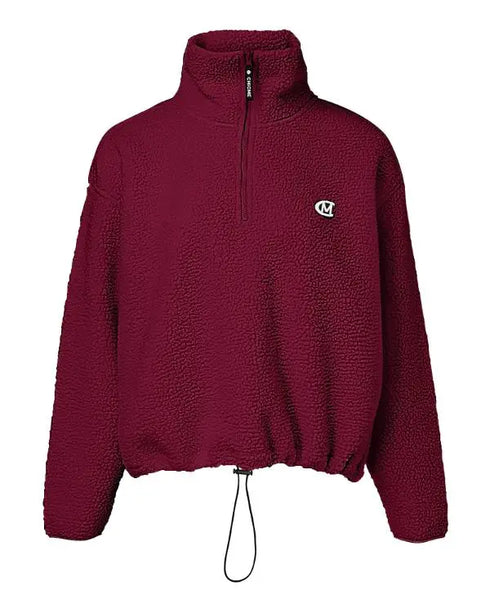 Stand Collar Zipper Design Casual Sweatshirt Wine red