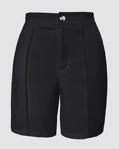 Denim Look Jacquard V-Neck Sleeveless Button Top and Casual Pants Set with Pocket black