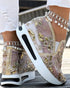 Casual Peep Toe Elastic Strap Slope Heel Sneaker gold