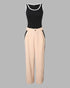 2 Piece Contrast Binding Sleeveless Slim Fit Tank Top and Striped Pants Sets Tracksuits Match Sets black