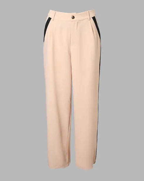 2 Piece Contrast Binding Sleeveless Slim Fit Tank Top and Striped Pants Sets Tracksuits Match Sets black