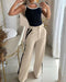2 Piece Contrast Binding Sleeveless Slim Fit Tank Top and Striped Pants Sets Tracksuits Match Sets black