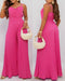 Pleated Design V Neck Adjustable Spaghetti Straps Cinched Waist Overalls Casual Pleated Flared Jumpsuit hot pink
