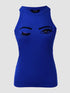 Eyelash Print Casual Tank Top blue