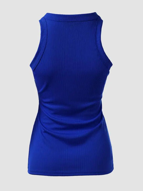 Eyelash Print Casual Tank Top blue