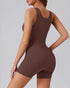 Seamless Square Neck Sleeveless Tank Top Tummy Control Bodysuit Romper coffee
