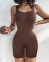 Seamless Square Neck Sleeveless Tank Top Tummy Control Bodysuit Romper coffee