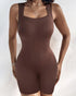 Seamless Square Neck Sleeveless Tank Top Tummy Control Bodysuit Romper coffee