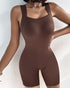 Seamless Square Neck Sleeveless Tank Top Tummy Control Bodysuit Romper coffee