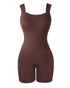 Seamless Square Neck Sleeveless Tank Top Tummy Control Bodysuit Romper coffee