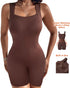 Seamless Square Neck Sleeveless Tank Top Tummy Control Bodysuit Romper coffee