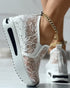 Contrast Sequin Lace Slip On Muffin Sneakers white