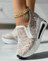 Contrast Sequin Lace Slip On Muffin Sneakers white