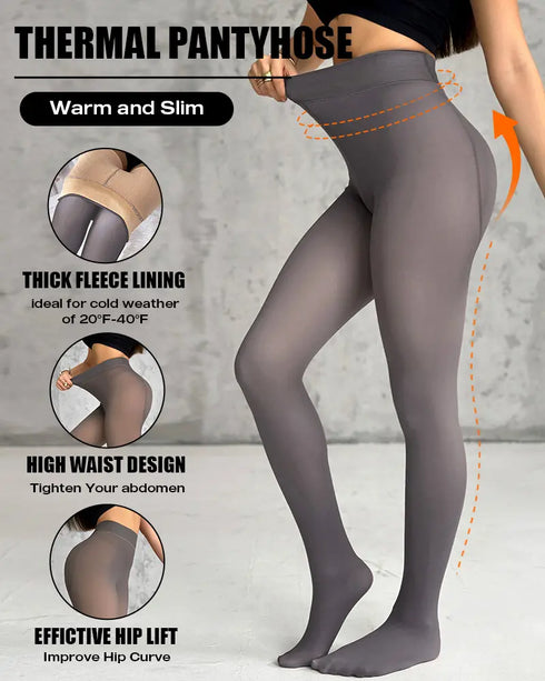 ChicMe ShapeLift 2-Piece Magic Thick Fleece Lined Leggings High Waist Thermal Pantyhose Warm Leggings 3 Shades(Size Regular/Large/Extra Large) style3