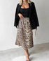 Leopard Pattern Allover Sequin Skirt Leopard