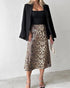 Leopard Pattern Allover Sequin Skirt Leopard