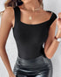 ChicMe ContourX U Neck Shapewear Built-in Bra Sleeveless High Strechy Slim Fit Tank BodySuits black