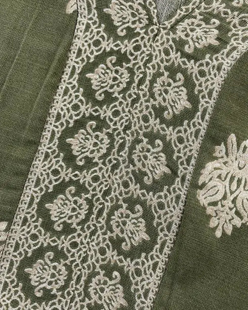 Floral Print V Neck Long Sleeve Blouse Casual Loose Fit Top Army green