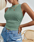 Eyelet Embroidery Textured Ruched Tank Top green