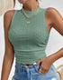 Eyelet Embroidery Textured Ruched Tank Top green