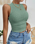 Eyelet Embroidery Textured Ruched Tank Top green