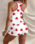 Love Heart Drawstring Pajamas Set red