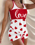 Love Heart Drawstring Pajamas Set red