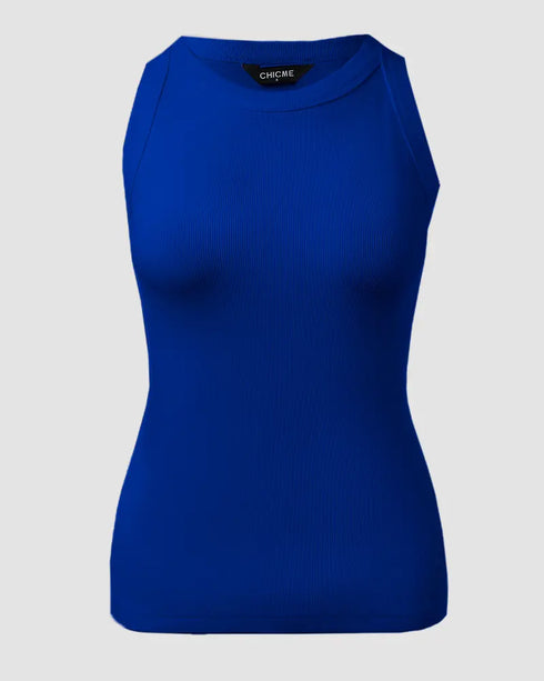 3-Pack Knit Round Neck Thick Strap Racerback Tank Tops(Without Pads) style3