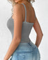 Plain Knit Sleeveless Halter Bodysuit gray
