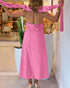 Turn-down Collar Button Front Sleeveless Shirt Dress Casual Tied Detail Maxi Dress pink