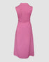 Turn-down Collar Button Front Sleeveless Shirt Dress Casual Tied Detail Maxi Dress pink