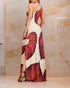 Tropical Print One Shoulder Bodycon Slit Dress Sexy Slim Fit Maxi Dress red