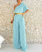 One Shoulder Ruffles Jumpsuit with Mental Belt green
