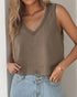 V-Neck Casual Sleeveless Top khaki