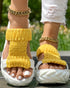 Braided Hollow Out Slippers Summer Sandals yellow