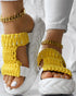 Braided Hollow Out Slippers Summer Sandals yellow