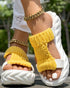 Braided Hollow Out Slippers Summer Sandals yellow