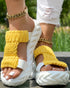 Braided Hollow Out Slippers Summer Sandals yellow