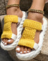 Braided Hollow Out Slippers Summer Sandals yellow