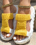 Braided Hollow Out Slippers Summer Sandals yellow