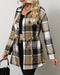 Plaid Pattern Flap Detail Drawstring Waist Button Front Coat khaki
