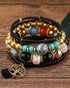 1pc Bohemian Beaded Hollow Out Geometric Tassel Multi-layer Bracelet black
