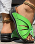 Hollow Out Tied Detail Wedge Slippers green